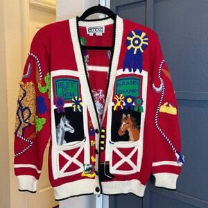 Berek 2 Equestrian Horse Best in Show Grand Champion Vintage Cardigan Sweater S